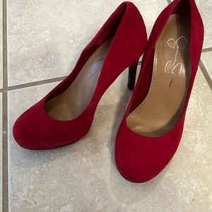 NIB Jessica Simpson Red suede pumps 6.5